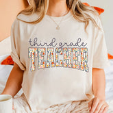 Floral Third Grade Teacher Comfort Colors Shirt