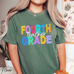 Retro Comfort Color Custom 4th Grade Teacher Shirt