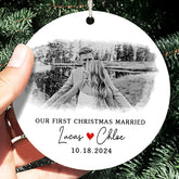 1st Christmas Married Ornament | Wedding Ceramic Ornament | Circle Shape