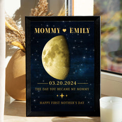 1st Mothers Day Gift | Personalized Moon Phase Canvas Mothers Day Gifts