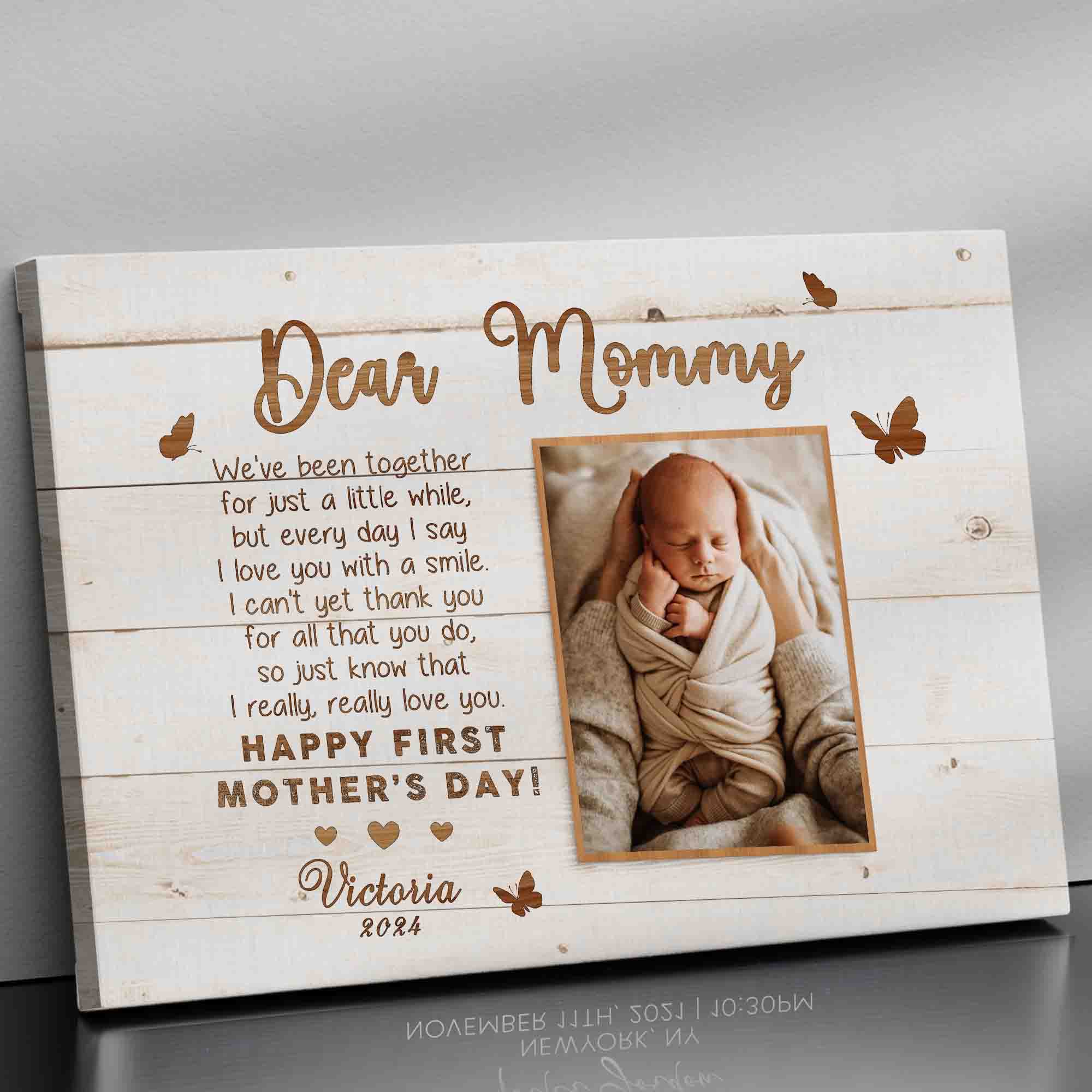 1st Mothers Day Gift | Dear Mommy Mother’s Day Picture Gift Canvas