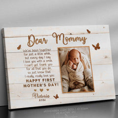 1st Mothers Day Gift | Dear Mommy Mother’s Day Picture Gift Canvas