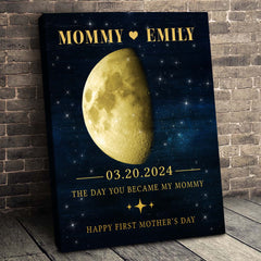 1st Mothers Day Gift | Personalized Moon Phase Canvas Mothers Day Gifts