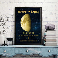 1st Mothers Day Gift | Personalized Moon Phase Canvas Mothers Day Gifts