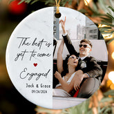 Engagement Xmas Ornaments | Engaged Ceramic Ornament With Photo | Circle Ceramic Ornament