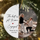 Engagement Xmas Ornaments | Custom Photo Ceramic Ornament For Couples | Circle Ceramic Ornament