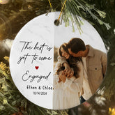Engaged Ornament | Custom Map Ceramic Ornament For Couples | 2 - Side Printed Circle Ornament