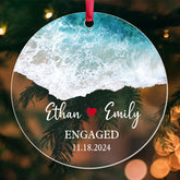 Engagement Christmas Ornaments | Custom Name Engaged Acrylic Ornament For Couple | Circle Shape