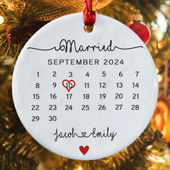 Engagement Christmas Ornaments | Custom Ceramic Ornament For Couple | Circle Shape