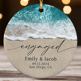 Engagement Christmas Ornaments | Custom Name Engaged Ceramic Ornament For Couple | Circle Shape