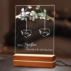 Engagement Gift | Personalised Acrylic Plaque Led Night Light | 6 x 9 in