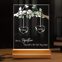 Engagement Gift | Personalised Acrylic Plaque Led Night Light | 6 x 9 in