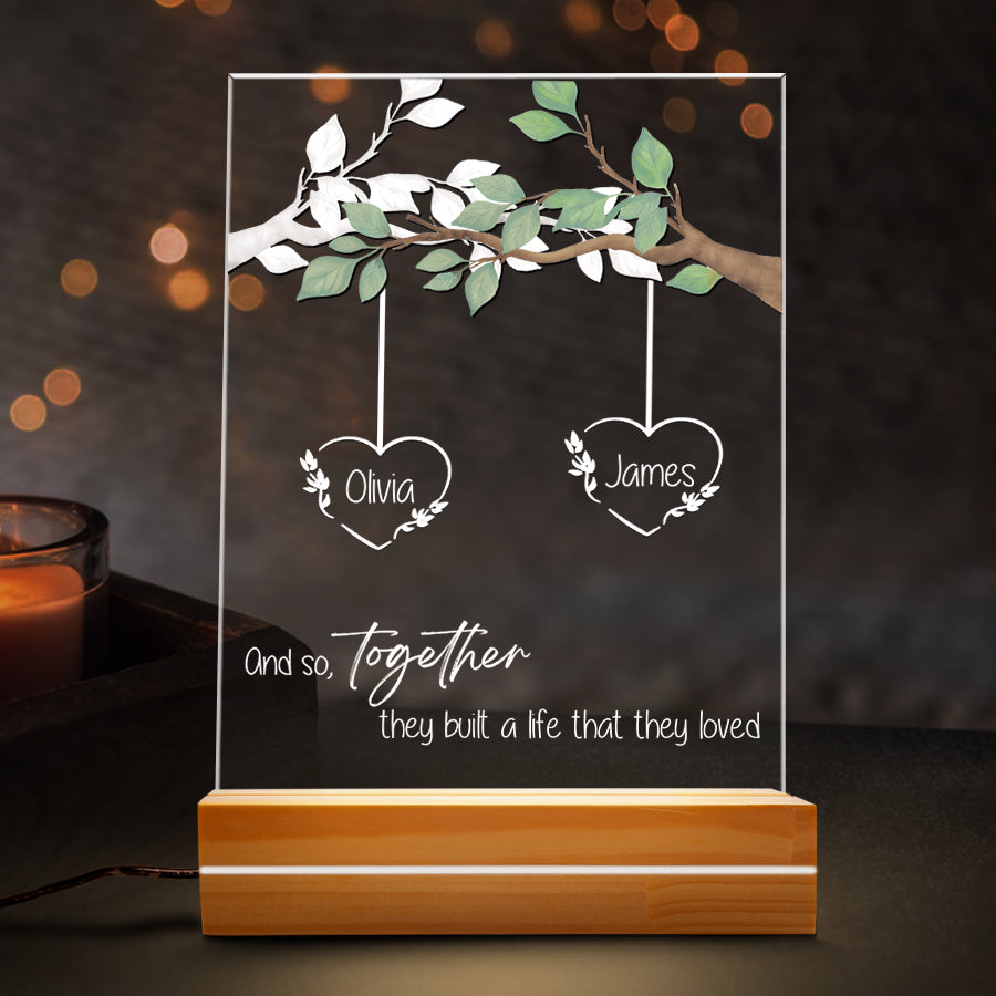 Engagement Gift | Customized Acrylic Plaque Led Night Light | 6 x 9 in