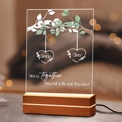 Engagement Gift | Custom Name Acrylic Plaque Led Night Light | 6 x 9 in