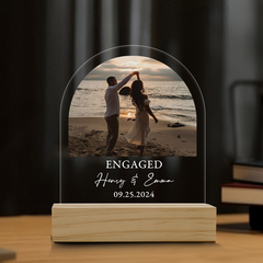 Engagement Gift | Customized Acrylic Plaque for Engagement | Arch Shape 6 x 9 in