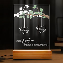 Engagement Gift | Custom Name Acrylic Plaque Led Night Light | 6 x 9 in