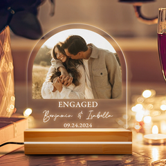 Engagement Gift | Customized Acrylic Plaque for Engagement with Photo | Arch Shape 6 x 9 in