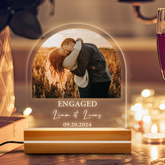 Engagement Gift | Custom Photo Night Light for Engagement | Arch Shape 6 x 9 in