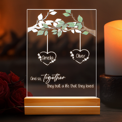 Engagement Gift | Custom Name Acrylic Plaque Led Night Light | 6 x 9 in