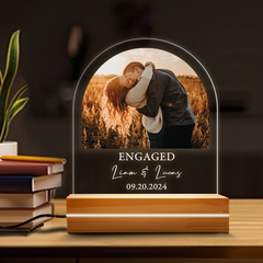 Engagement Gift | Custom Photo Night Light for Engagement | Arch Shape 6 x 9 in