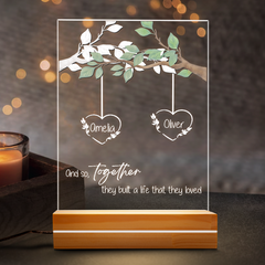 Engagement Gift | Custom Name Acrylic Plaque Led Night Light | 6 x 9 in