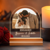 Engagement Gift | Customized Acrylic Plaque for Engagement with Photo | Arch Shape 6 x 9 in
