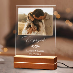 Engagement Gift | Custom Acrylic Plaque Led Night Light | Arch Shape 6 x 9 in