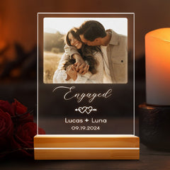 Engagement Gift | Custom Acrylic Plaque Led Night Light | Arch Shape 6 x 9 in