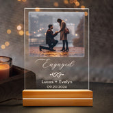 Engagement Gifts for Couples | Personalised Photo Acrylic Plaque LED Night Light | 6 x 9 in