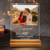 Engagement Gifts for Couples | Personalized Engaged Acrylic Plaque Led Night Light | 6 x 9 in
