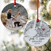 Engagement Xmas Ornaments | Custom Name Ceramic Ornament For Couple | 2-side Printed Circle Shape