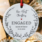 Engagement Xmas Ornaments | Custom Name Engagement Ceramic Ornament For Couple | Circle Shape