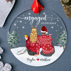 Engagement Xmas Ornaments | Custom Acrylic Ornament For Couple | Circle Shape