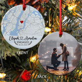 Engaged Ornament | Custom Map Engaged Ceramic Ornament | 2 - Side Printed Circle Ornament