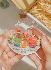 Engagement Xmas Ornaments | Custom Acrylic Ornament For Couple | Circle Shape