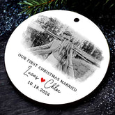 First Christmas Wedding Ornament | Wedding Ceramic Ornament With Custom Name | Circle Shape