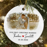 First Xmas Married Ornament | Married Ceramic Ornament With Custom Name | Circle Shape