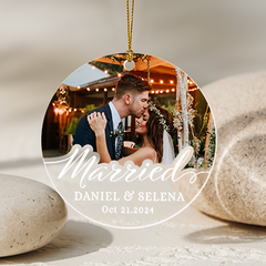 Married Ornament | Custom Photo Acrylic Ornament | Circle Shape 1-side Printed