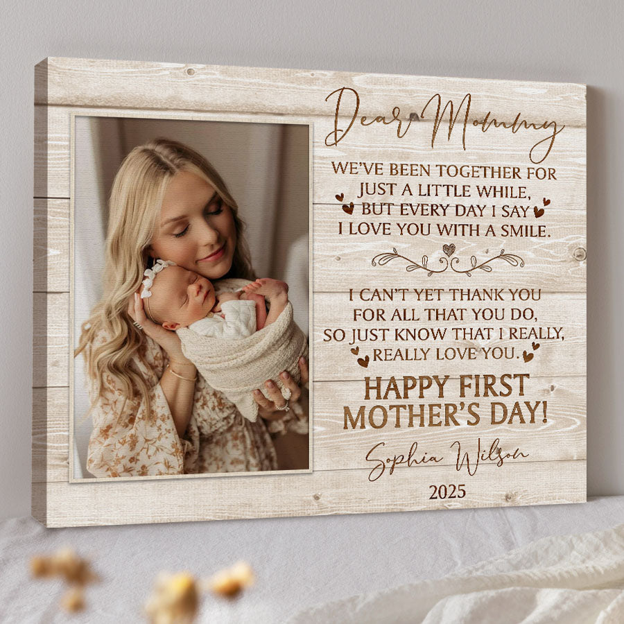 New Mom Mothers Day Gift | Dear Mommy Canvas | New Mom Canvas | New Mother Canvas