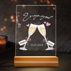 Engagement Map Gift for Couple | Custom Engagement Map Plaque