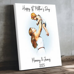Personalized First Mothers Day Gift | First Mothers Day Canvas | Watercolor Photo Canvas For 1St Mother'S Day
