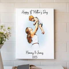 Personalized First Mothers Day Gift | First Mothers Day Canvas | Watercolor Photo Canvas For 1St Mother'S Day