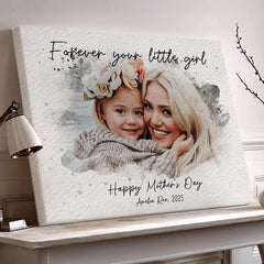Personalized First Mothers Day Gift | Wall Art Canvas Ready To Hang | Personalized Watercolor Portrait Gift For New Mom