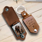 Leather Keychain Personalized | Leather Photo Keychain | Personalized Gift for Him
