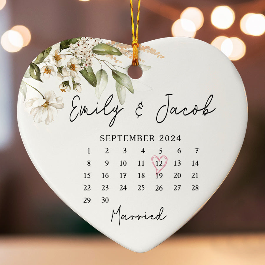 Wedding Ornament | Custom Ceramic Ornament For Couple | Heart Shape