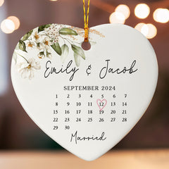 Wedding Ornament | Custom Ceramic Ornament For Couple | Heart Shape
