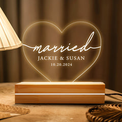 Custom Heart Night Light | Personalized Wedding Gift for Couple