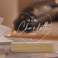 Custom Name Night Light As Wedding Day Gift | Custom Mr and Ms Plaque