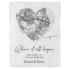 Personalized Valentines Gifts for Husband | Custom Name Blanket With Map