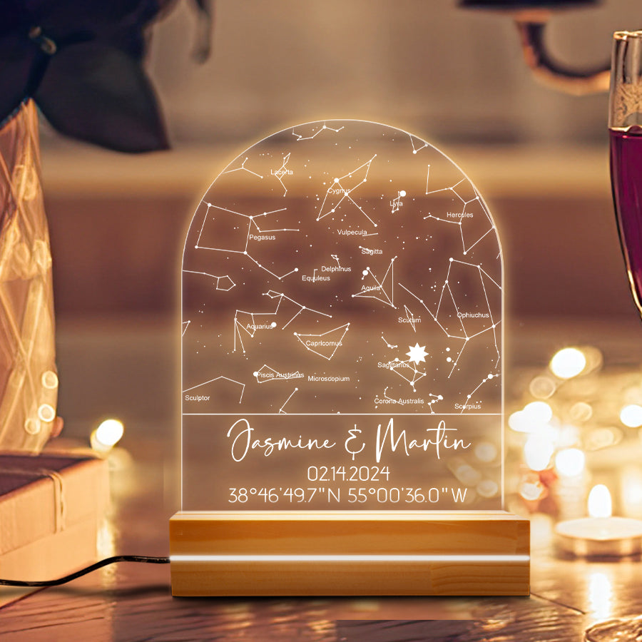 Personalized Valentines Gifts for Husband | Custom Star Map Night Light
